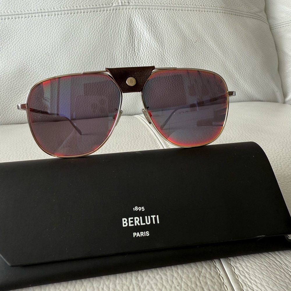Berluti Red Aviator Sunglasses